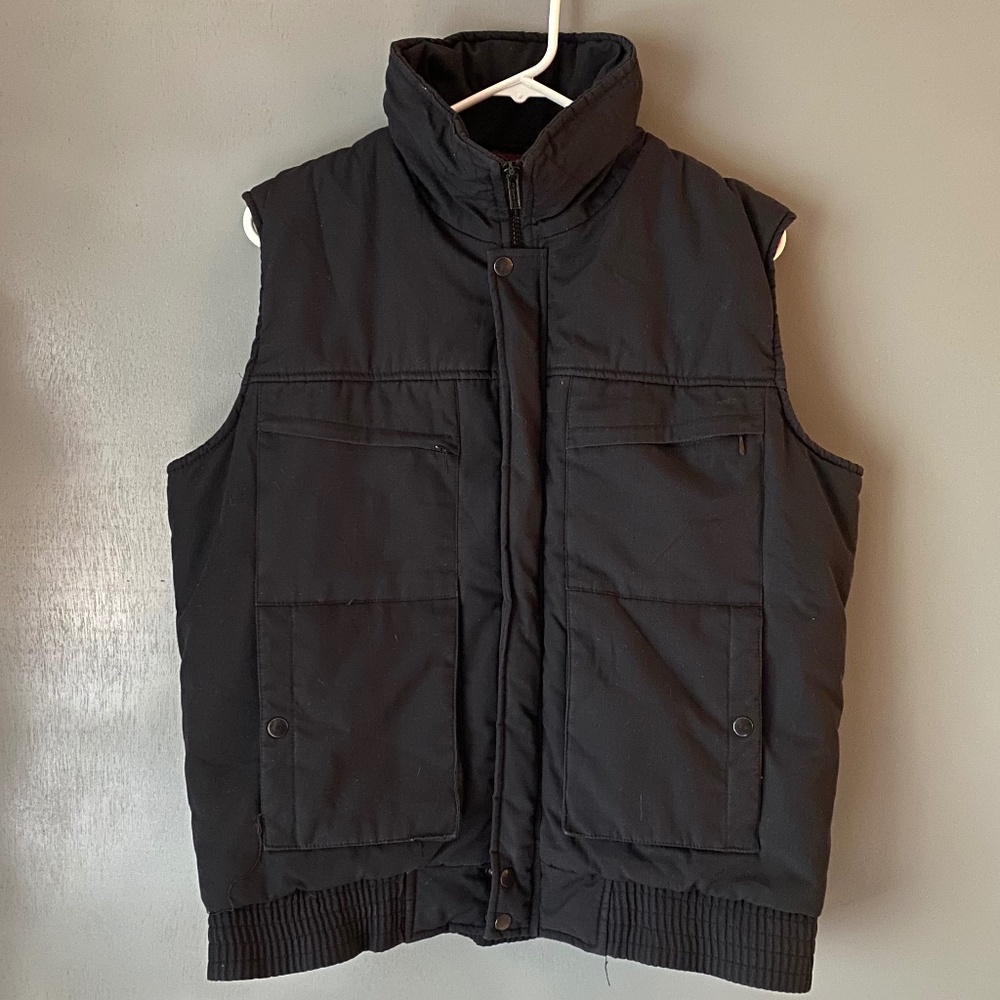 Vintage REPAGE Men's Medium Black Quilted Cotton Outdoor Vest Retro Gorpcore